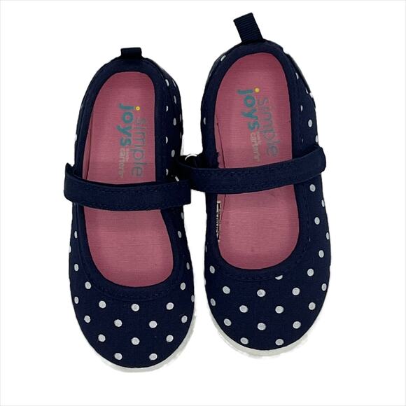 Simple Joys by Carter Canvas Mary Jane Navy/White Polk-a-Dot Size 8 - Picture 2 of 12